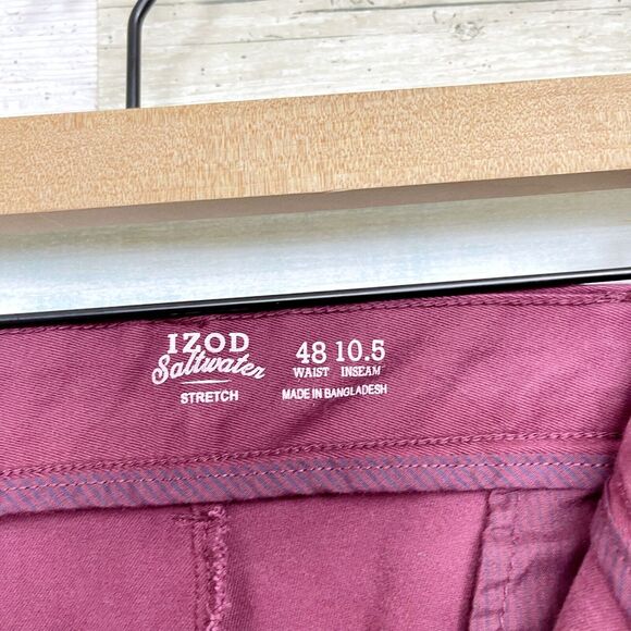 IZOD Saltwater Stretch Relaxed Chino Shorts Red 10.5" Inseam Men Big & Tall 48 - Picture 6 of 9